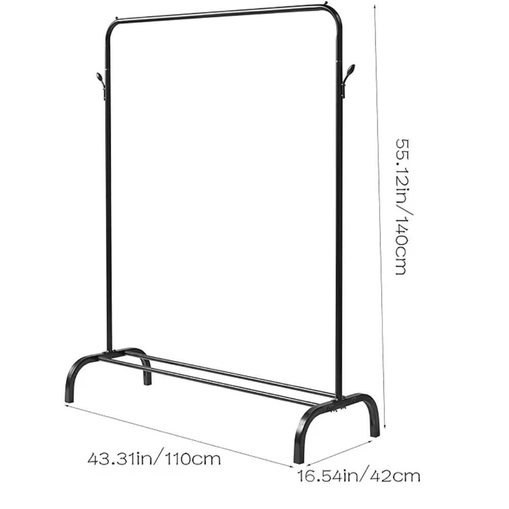 WEASHUME Black Metal Clothes Rack with Bottom Shelf Portable for Hanging  NWT - Picture 11 of 12